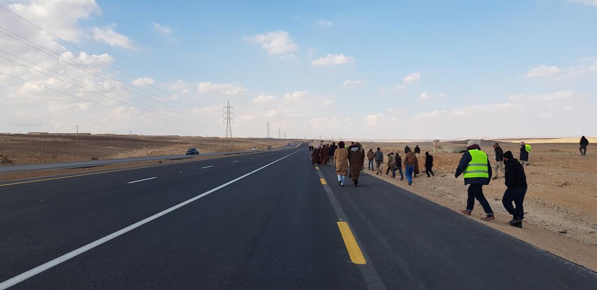 من مسيرة المتعطلين من معان إلى الديوان الملكي في عمّان، شباط 2019