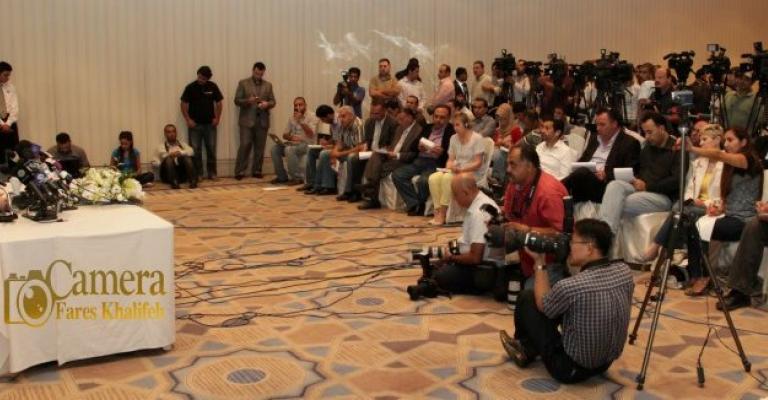 جانب من المؤتمر الصحفي لرئيس الوزراء السوري المنشق رياض حجاب- عدسة فارس خليفه/فيسبوك 