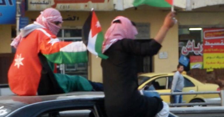 مشجعو المنتخب الاردني في مباراة الأرغواي- تصوير أحمد أبو حمد