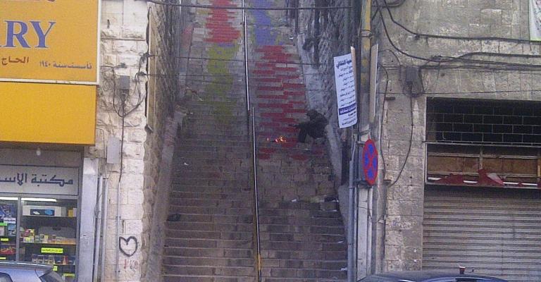 أحد أدراج وسط البلد- تصوير أحمد أبو حمد