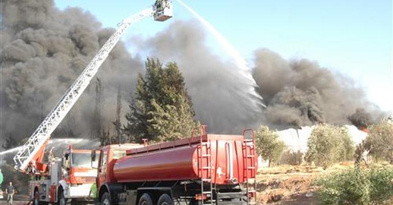 حريق بمزرعة أشجار زيتون في الزرقاء