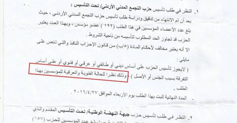 رفض تأسيس حزب بسبب الحالة "الفئوية والعرقية" للمؤسسين