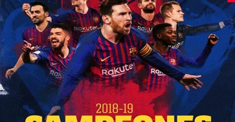 برشلونة يتوج بلقبه الـ26 في الدوري الإسباني برشلونة يتوج بلقبه الـ26 في الدوري الإسباني