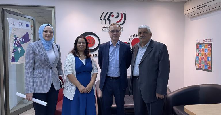 Ambassador Harry Verweij and Rawan Da’as with Radio al Balad manager Etaf Roudan Ambassador Harry Verweij and Rawan Da’as with Radio al Balad manager Etaf Roudan