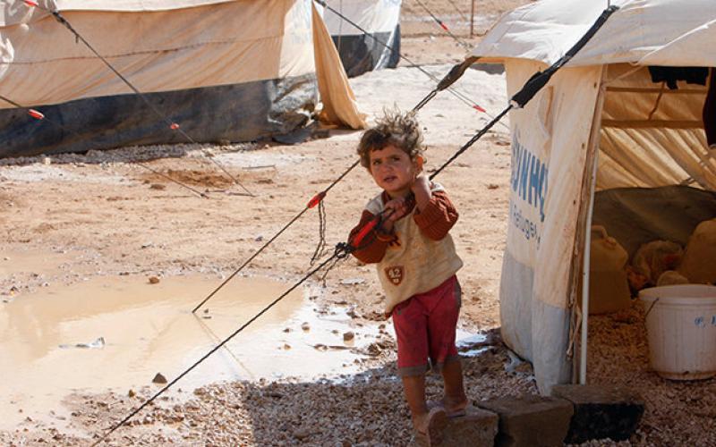 غرق خيام الزعتري بأمطار الشتاء