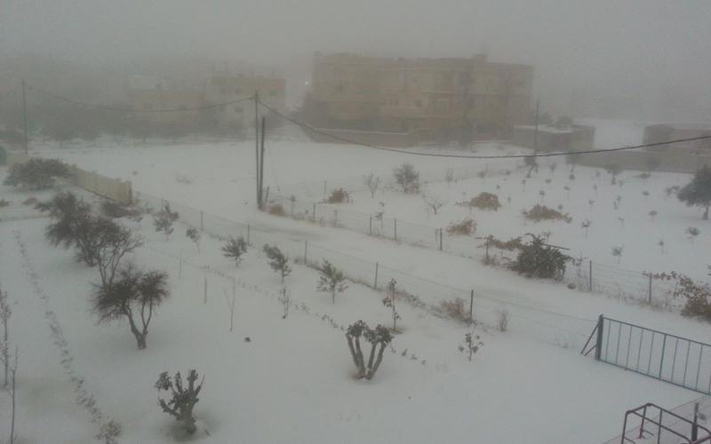 الثلج في محافظة الكرك عدسة عباس النوايسة / فيسبوك 