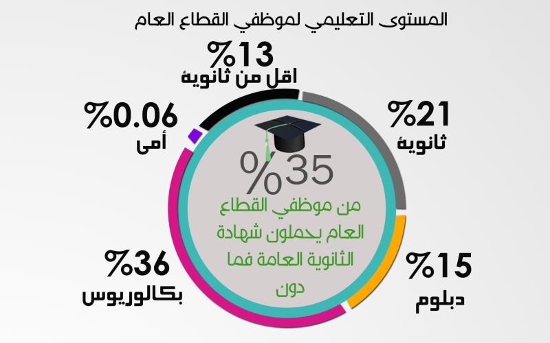 35 % من موظفي الحكومة يحملون شهادة الثانوية العامة فما دون