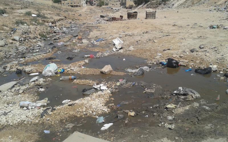 مستنقع للمياه العادمة بالرصيفة و"مياهنا" تتهم البلدية