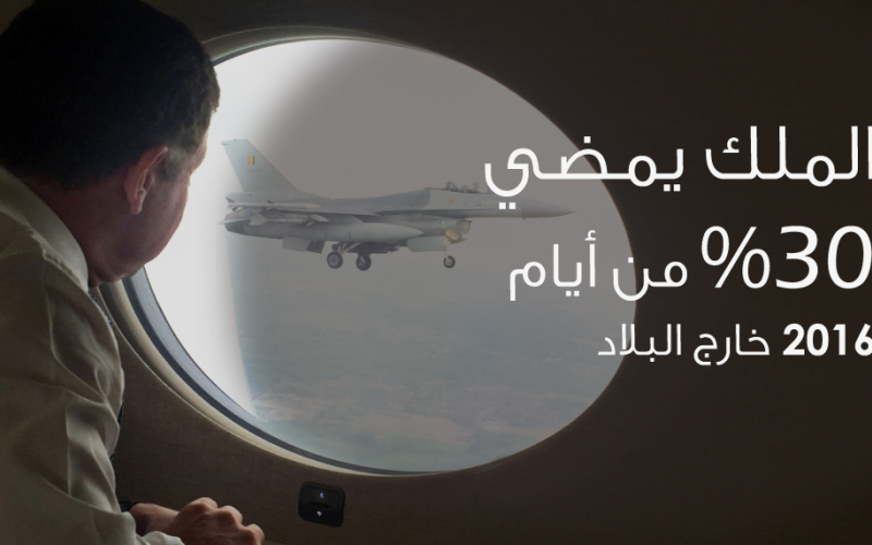 King spent 109 days outside of Jordan on 23 official visits